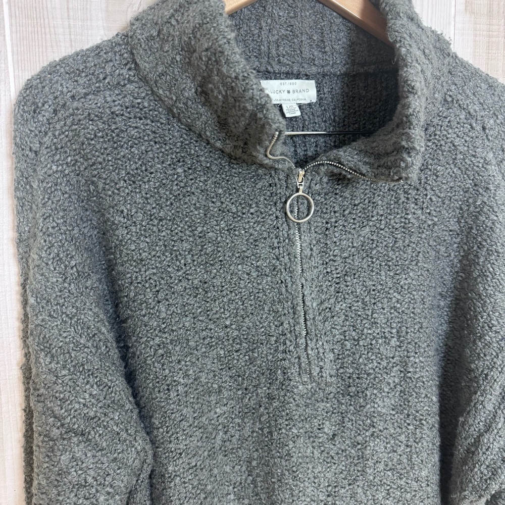 Lucky Brand 1/4 Zip Super Soft Pullover Sweater Minimalist Gray Large‎